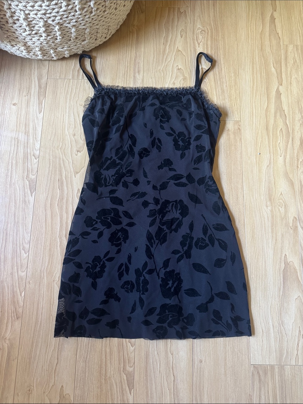 Danielle Guizio Black Floral Slip Mini Dress